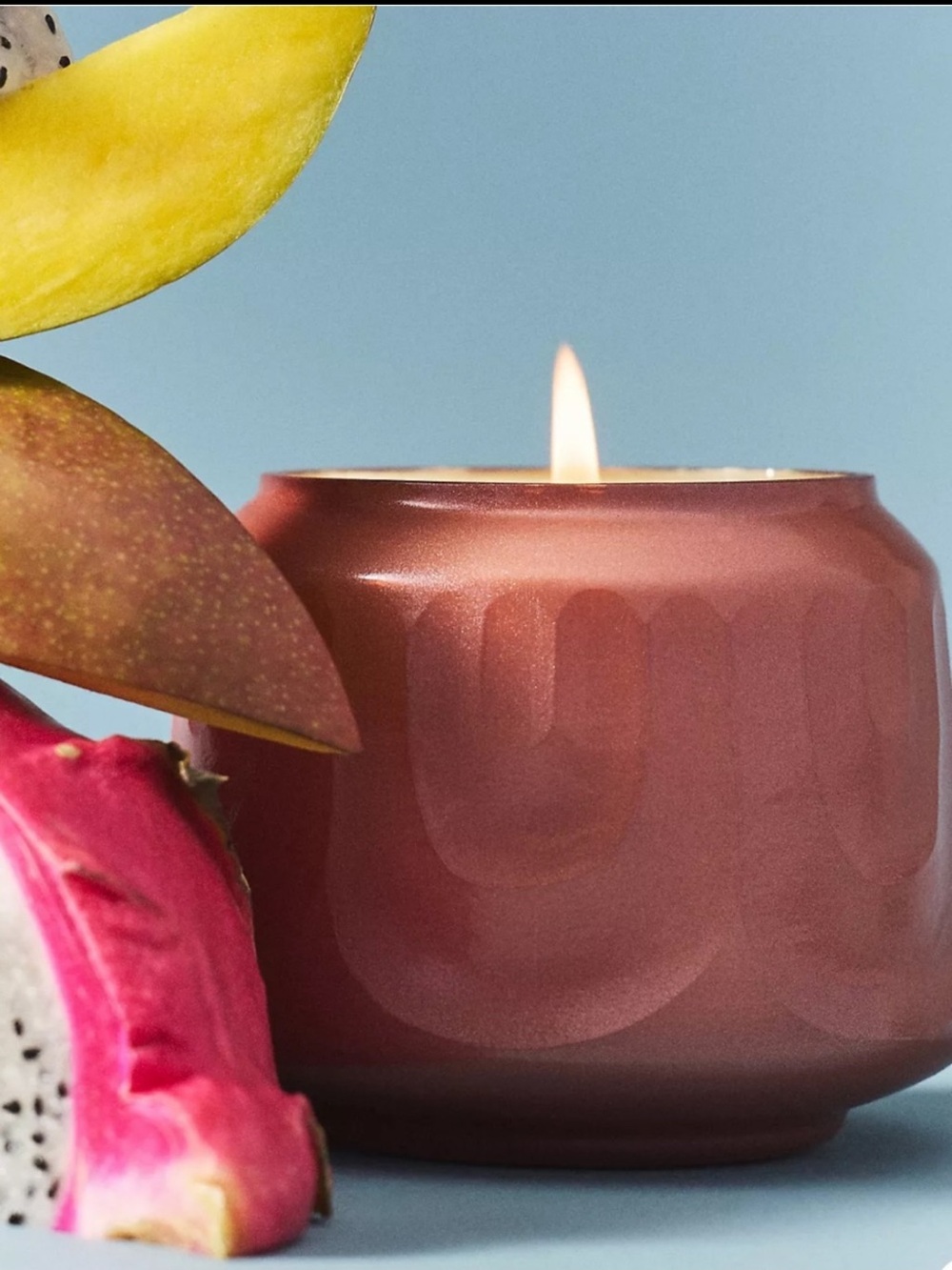 Anthropologie Glass Gather Candle Fruity  Dragon Fruit & Mango Metallic Rose